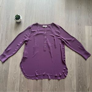 LOFT Plum Collarless Blouse